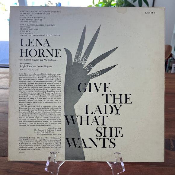 Lena Horne Give the Lady What She Wants Vinyl LP 1958 RCA Victor LPM-1879 - Picture 7 of 7